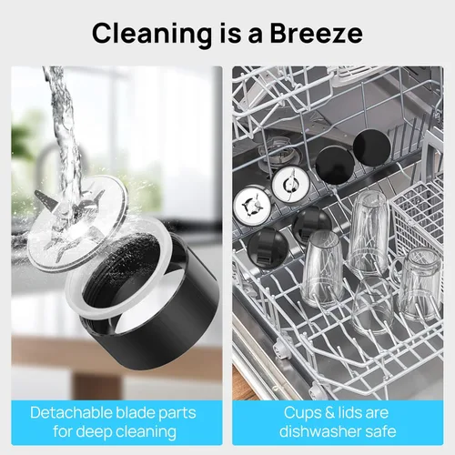 Miniatura 7 de Consciot CB08 Combo de licuadora y molinillo de 16 piezas para cocina y tamaño personal, mezcla batidos y licuados, bebidas congeladas, comida