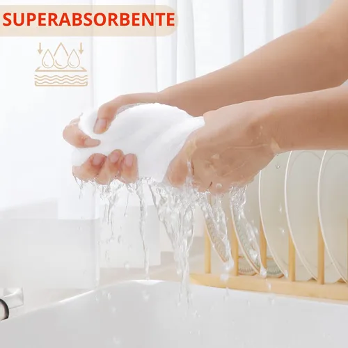 Miniatura 3 de Homaxy Trapos de cocina de 100% algodón, tejido de punto gofre, ultrasuaves, absorbentes y de secado rápido, 12 x 12 pulgadas, paquete de 6, blanco