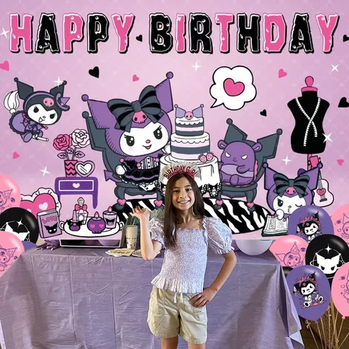 Miniatura 7 de Fondo de fiesta de cumpleaños de anime, decoración de fiesta de cumpleaños, pancarta temática de feliz cumpleaños, fondos de fotos para niños