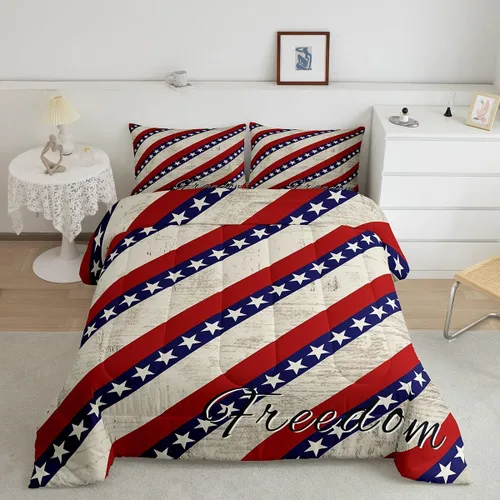 Miniatura 21 de Feelyou Juego de edredón de camuflaje del ejército con bandera estadounidense, decoración militar, camuflaje verde selva, bandera de Estados Unidos