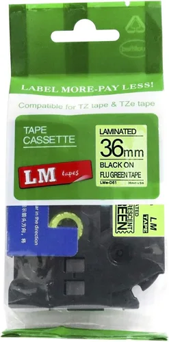 1 paquete de cinta de etiquetas LMeD61 Premium de 1.5 pulgadas con impresión negra en verde brillante, compatible con Brother TZe-D61 P-Touch Cinta