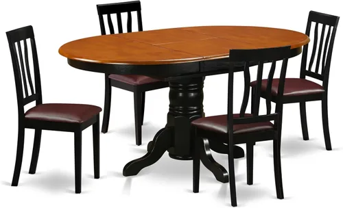 Miniatura 14 de East West Furniture AVAT5-BLK-C - Juego de mesa de comedor de 5 piezas para 4 personas, incluye una mesa de cocina ovalada con hojas de mariposa y 4