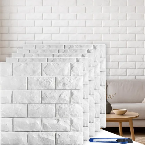Miniatura 10 de Circloophs Paneles de pared 3D para pegar y despegar, papel tapiz 3D imprimible de ladrillo negro, autoadhesivo, impermeable, paneles de ladrillo