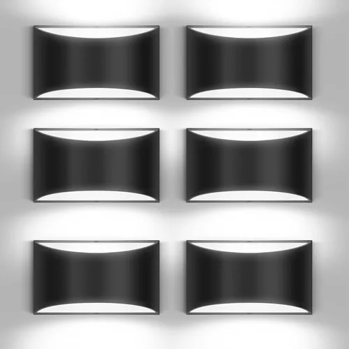 Miniatura 16 de Juego de 2 apliques de pared LED modernos negros con cable para interiores, luces de montaje en pared arriba y abajo, para sala de estar