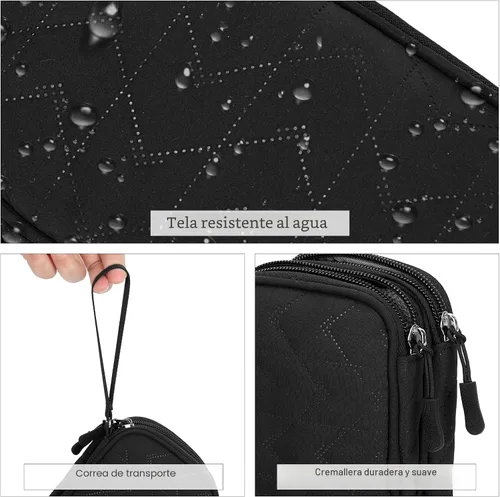 Miniatura 4 de FYY Organizador para accesorios electrónicos, para viajes, para cables, celular y cargadores, estuche portátil, impermeable, doble capa, bolsa