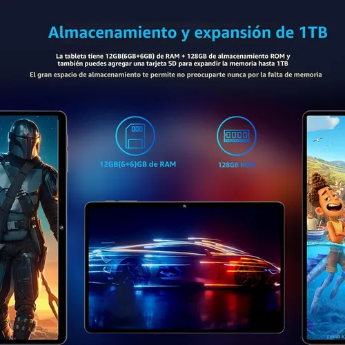Miniatura 4 de COLORROOM 2025 Android 15 Tableta de 11 pulgadas, Desbloqueo Facial, Carga Rápida de 18 W, 12 GB + 128 GB + 1 TB Expandible, CPU Octa-core, Batería