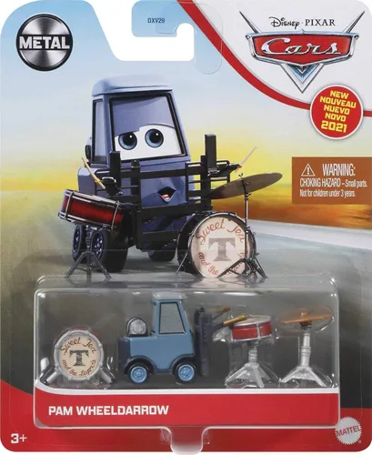 Miniatura 6 de Disney Cars Toys Pam Wheeldarrow, vehículo de personaje favorito de los fanáticos a escala 1:55 para carreras y contar historias, regalo para niños
