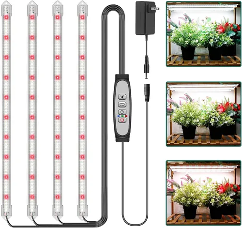 Miniatura 10 de Tiras de luz de cultivo de 2 barras para plantas de interior, luces de plantas de espectro completo de 16 pulgadas, luces de crecimiento similares