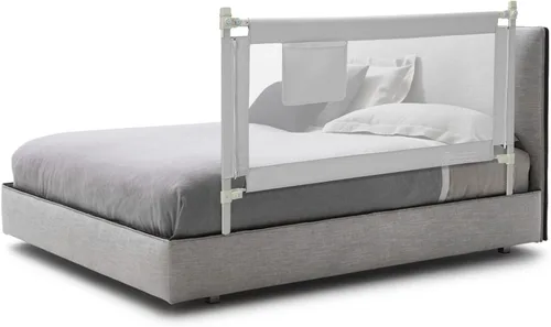 BABY JOY Riel de cama para niños pequeños, 57 pulgadas, extra largo, altura ajustable, plegable, con bolsillo de almacenamiento y doble bloqueo de