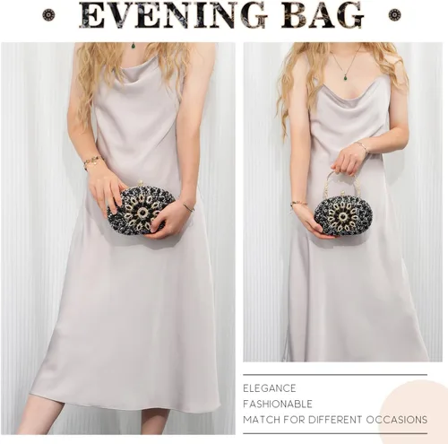 Miniatura 6 de Bolso de mano de noche con diamantes de imitación para mujer, bolsa de mano con diamantes brillantes y brillantes, bolsa de fiesta de boda de cristal