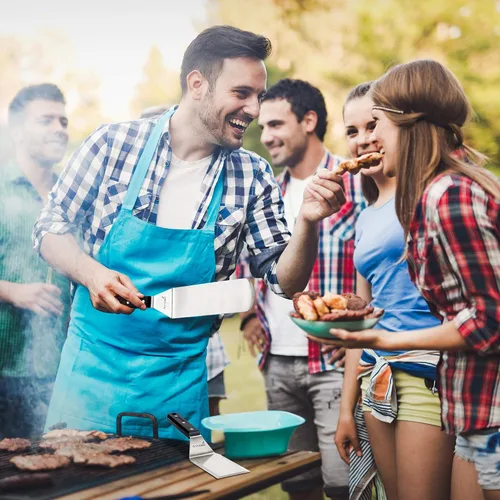 Miniatura 6 de Anmarko Juego de espátulas para parrilla - Espátula larga de metal - Raspador de parrilla y volteador de tortitas o espátula para pizza - Espátula