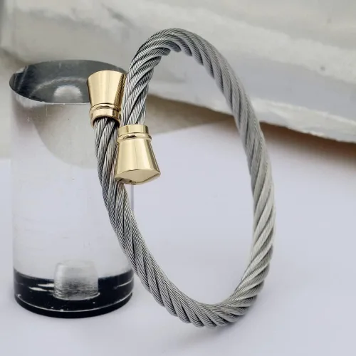 Miniatura 6 de CHRAN Pulsera trenzada de acero inoxidable de plata 7.4