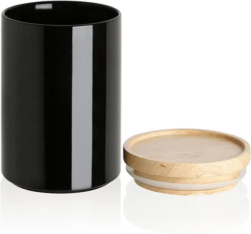 Miniatura 55 de Sweejar Kitchen Canisters - Tarro de cerámica para almacenamiento de alimentos, recipientes apilables con sello hermético y tapa de madera