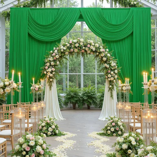 Miniatura 14 de Cortinas de telón de fondo blanco de 30 pies x 8 pies para fiestas de boda, 6 paneles de 5 pies x 8 pies, cortinas de fotografía de poliéster sin