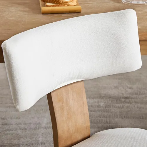 Miniatura 3 de Juego de 2 sillas de comedor modernas, sillas de cocina tapizadas con respaldo curvo, sillas de comedor de lino de granja, cómodas sillas de madera