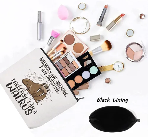 Miniatura 3 de LEVLO Bolsa de maquillaje cosmético de morsa para amantes de las morsas regalo Las morsas son impresionantes bolsa de maquillaje con cremallera