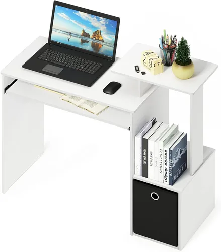 Miniatura 9 de Furinno Econ - Escritorio multiusos para computadora de oficina en casa, color blanco y negro Blanco/Negro