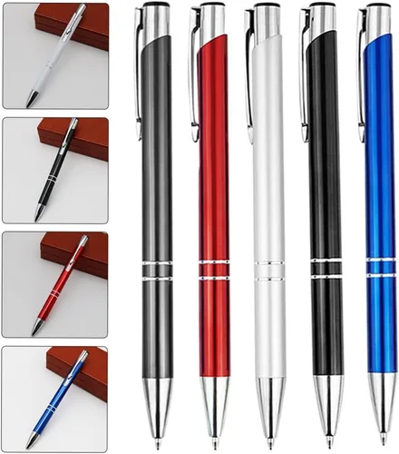 Miniatura 8 de Cabilock Bolígrafos de metal, 5 bolígrafos retráctiles, tipo prensa, bolígrafo de tinta negra, bolígrafo de rodillo, bolígrafo de diario, papelería