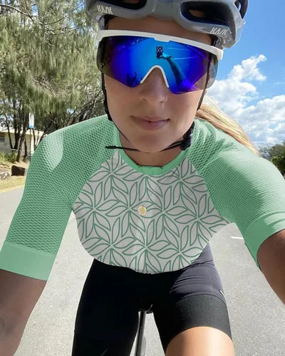Miniatura 7 de Wulibike Camiseta de ciclismo para mujer, manga corta, camisetas de bicicleta para mujer, camiseta de ciclismo con tres bolsillos