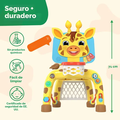 Miniatura 6 de Move2Play, Giraffe - Aro de baloncesto y centro de actividades de portería de fútbol Más de 30 sonidos y canciones + 5 luces Regalo de Jirafa