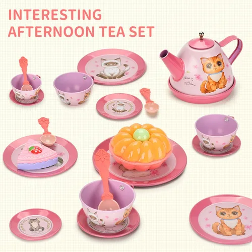 Miniatura 3 de Juego de té para niña, juego de té de princesa de 50 piezas, juguete de cocina de simulación, juguete de aprendizaje de formas y colores para niños