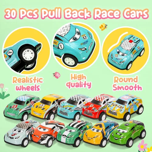 Miniatura 3 de SevenQ Coches de Juguete para Niños de 4-8 Años, Juego de 30 Piezas de Coches de Retroceso con Bolsas de Almacenamiento, Recuerdos de Fiesta