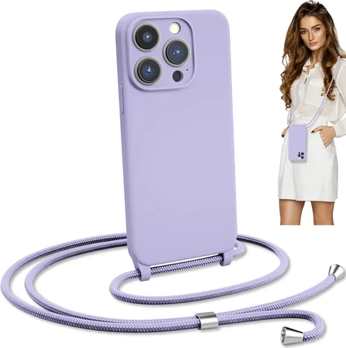Miniatura 16 de Estuche cruzado con cordón para iPhone 15 Pro, cuello y muñeca, manos libres, correa ajustable y desmontable, protección contra caídas, silicona a