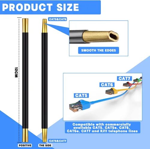 Miniatura 3 de Herramienta para desenroscar cables de red, separadores de alambre trenzado de doble cabeza para CAT5 CAT5e CAT6 CAT7 y teléfono (negro, 1 pieza)