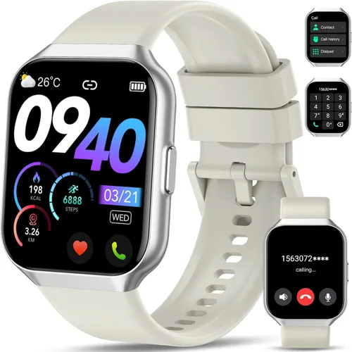 Reloj inteligente para hombres y mujeres (respuesta/hacer llamadas), reloj de seguimiento de fitness de 1.96 pulgadas, resistente al agua IP68,