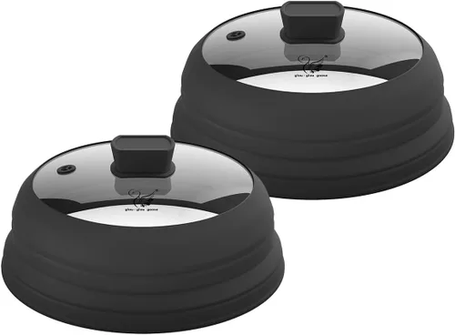 Miniatura 12 de Tapa protectora contra salpicaduras de microondas, cubierta de vidrio con silicona plegable para cubiertas de platos de 8.5 pulgadas, color negro
