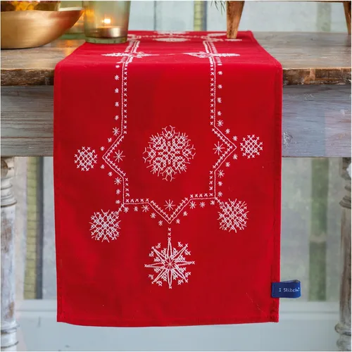 Miniatura 5 de Vervcao - Kit de bordado de camino de mesa navideño estampado para decoración del hogar, decoración del hogar, suministros de arte y manualidades