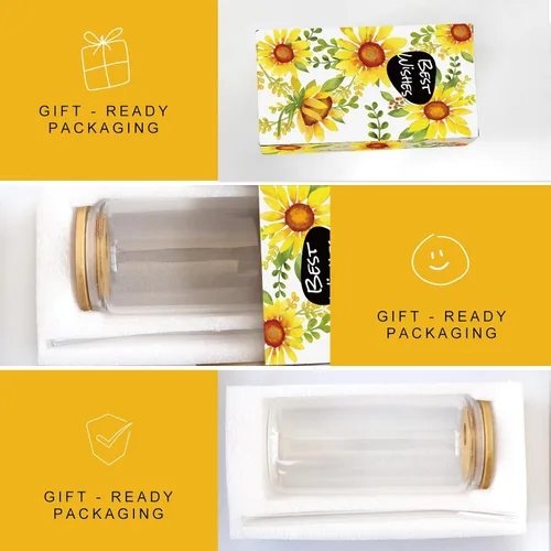 Miniatura 7 de Frerdui Regalos de cumpleaños para mujeres, vasos de vidrio con inicial con tapas y pajitas, regalo de girasol para mujeres, regalo personalizado