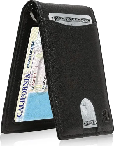 Access Denied Billeteras delgadas y plegables para hombre, billetera delgada minimalista con clip para dinero, bolsillo frontal, tarjetero para