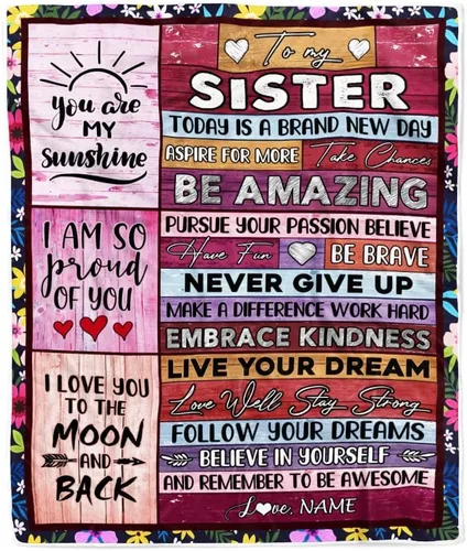 Miniatura 11 de Manta personalizada con texto en inglés «To My Sister from Brother I Love You Hugs» (texto en inglés) con texto en inglés «To My Sister», «I Love
