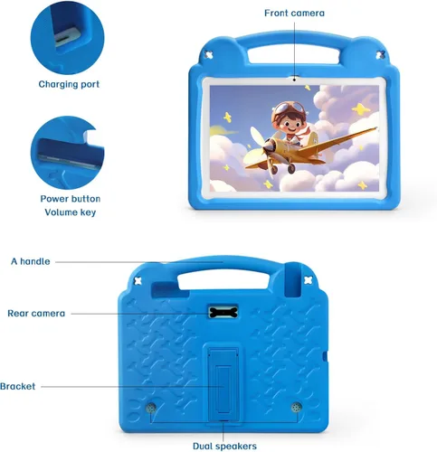 Miniatura 8 de Tablet infantil de 10.1 pulgadas, tableta Android para niños, Android 15, pantalla de 1280 x 800, CPU Octa-Core, 8 GB+64 GB, 1 TB expandible a Azul