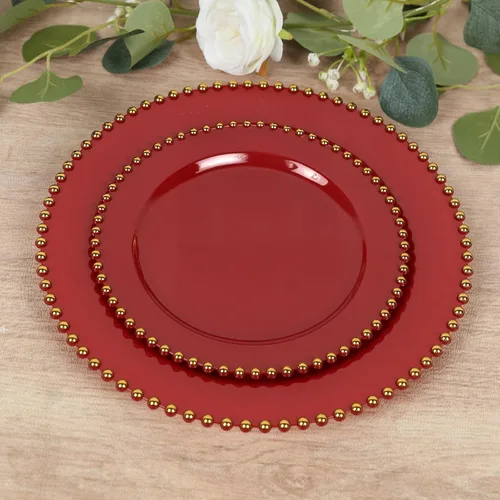 Miniatura 13 de Efavormart - Paquete de 10 platos de postre de plástico transparente rubor con borde de cuentas, platos redondos desechables para ensalada, 8