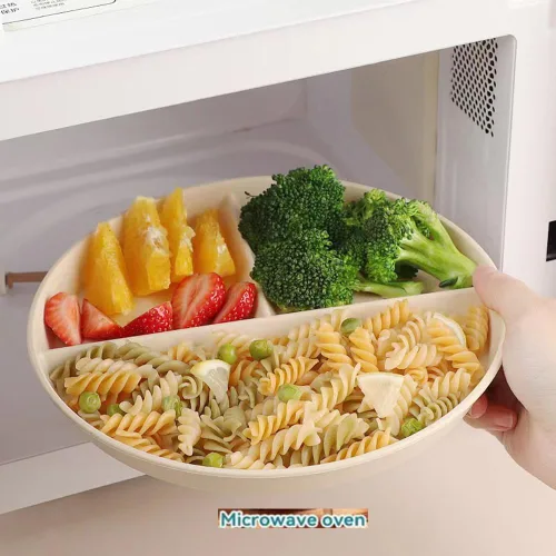 Miniatura 6 de LRUUIDDE Juego de 5 platos de cena divididos irrompibles, platos de paja de trigo sin BPA de 9 pulgadas, placa de control de porciones, platos Lindo