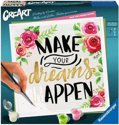 Ravensburger CreArt Make Your Dreams Happen - Pintura por números para adultos de 12 años en adelante, juego de pintura de artes y manualidades,