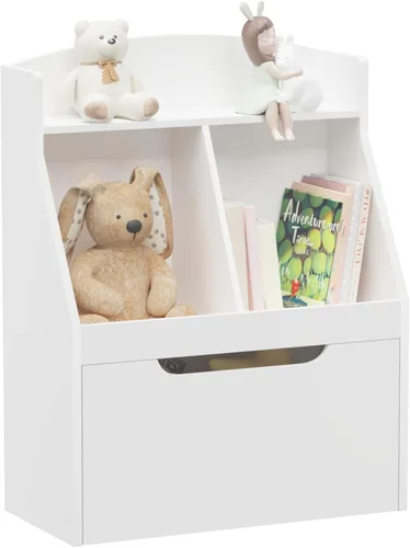 Miniatura 9 de Estantería para niños, estante para libros para niños con cajones de tela plegables, organizador de almacenamiento de juguetes, estantería