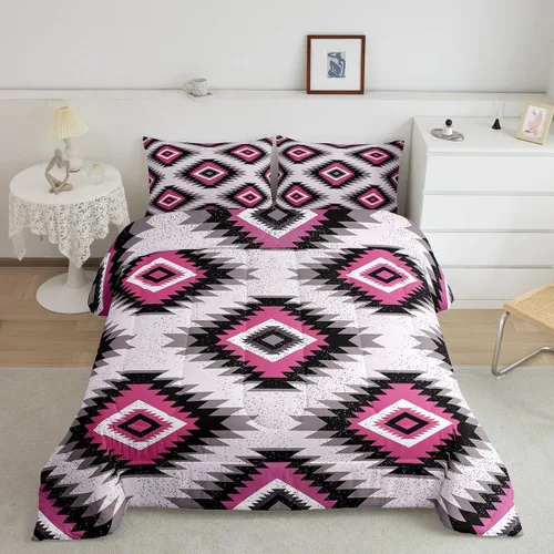 Miniatura 17 de Feelyou Juego de edredón geométrico del suroeste para niños y niñas, edredón nativo del suroeste, tamaño individual, juego de ropa de cama