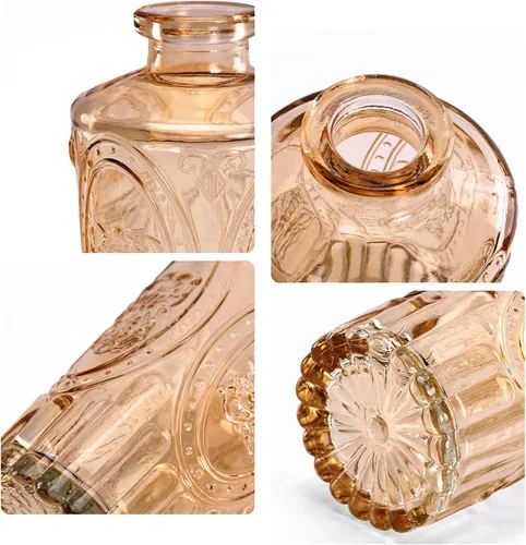 Miniatura 6 de Juego de 12 jarrones de vidrio ámbar, jarrones de capullo transparentes a granel, mini jarrones para flores, pequeños jarrones de flores
