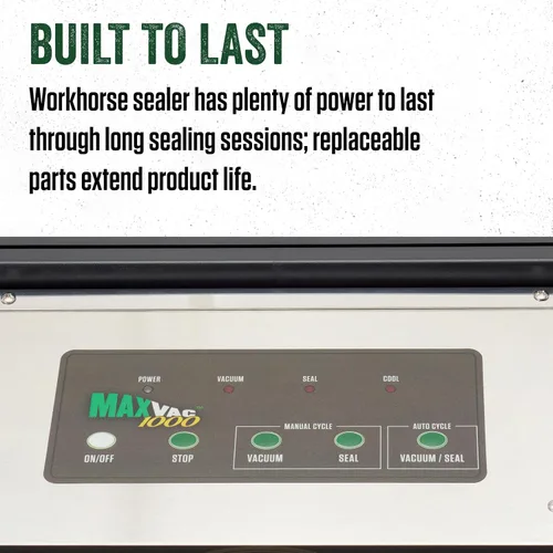 Miniatura 3 de LEM Productos MaxVac 1000 Máquina selladora al vacío, sellador al vacío de aluminio resistente para almacenamiento en congelador, incluye soporte