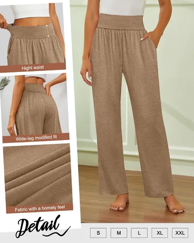 Miniatura 61 de Neer - Conjunto de 3 pantalones de yoga de pierna ancha para mujer - Pantalones deportivos cómodos, holgados, de cintura alta y casuales