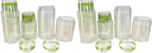 Miniatura 5 de Outside the Box Papers Vasos de plástico de maíz compostables de 4 onzas con tapas, paquete de 50