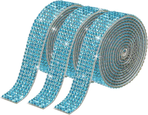Miniatura 8 de MECCANIXITY 3 rollos de cinta de diamantes de imitación autoadhesiva de 3 yardas y 0.315 in para proyectos de artes y manualidades, pasteles de Beige