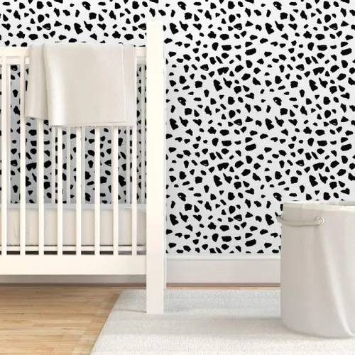 Miniatura 6 de Spoonflower Papel tapiz para despegar y pegar, blanco y negro, puntos de dálmata, puntos de leopardo, piel de animal, género, neutro, impresión