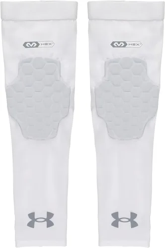 Under Armour Coderas acolchadas para voleibol - Mangas de compresión para protección y comodidad de brazos - Equipo de voleibol sin costura Blanco