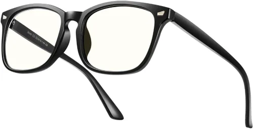 Lentes de bloqueo de luz azul, marco cuadrado para anteojos nerd, antirayos azules, para juegos de computadora (8082A-negro)