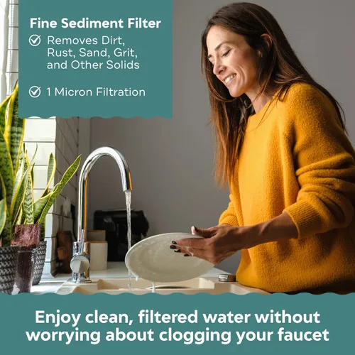 Miniatura 3 de Applied Membranes Inc. Sistema de filtro de agua de 2 etapas para toda la casa, 1 micrón y 5 micrones 4.5 pulgadas por 10 cartuchos de filtro