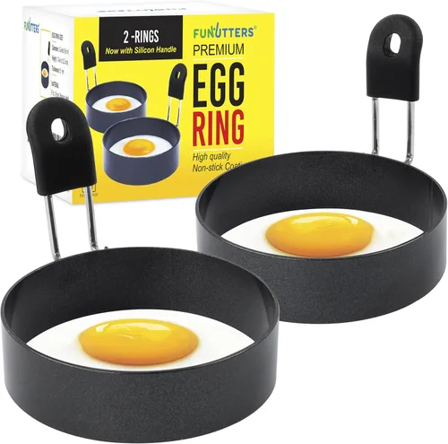 FUNUTTERS Anillos para huevos, 3.5 pulgadas, antiadherentes, profesionales y grandes, de acero inoxidable para freír huevos y huevos Mcmuffins,